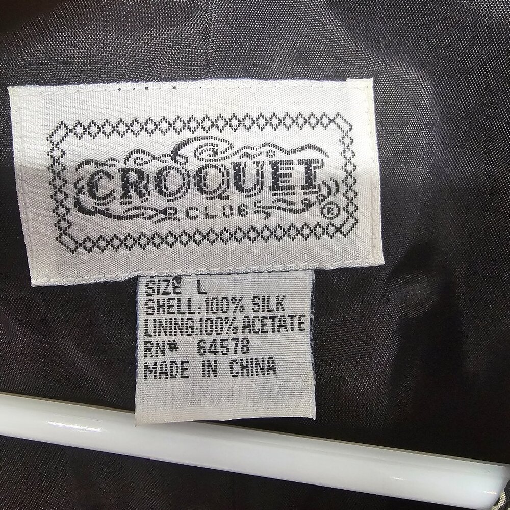 Vintage Croquet Vest Patchwork Silk Boho Cottage Fairy L - Picture 4 of 6